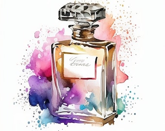 Watercolor Perfume Clipart, 20 High Quality JPGs, digital paper craft, card making, digital download