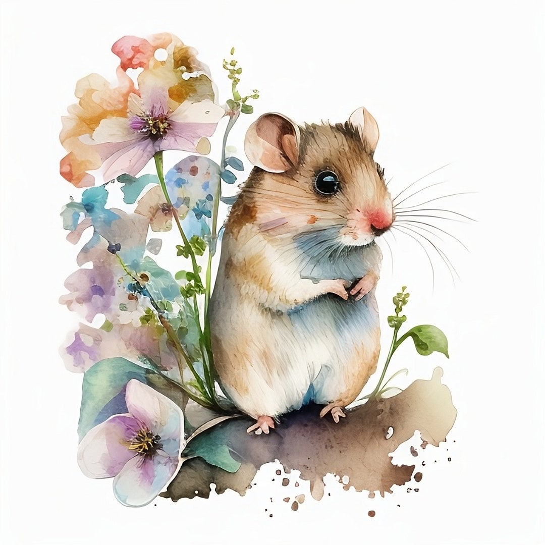 Floral Mouse Clipart, 20 High Quality Jpgs, Paper Craft, Mixed Media ...
