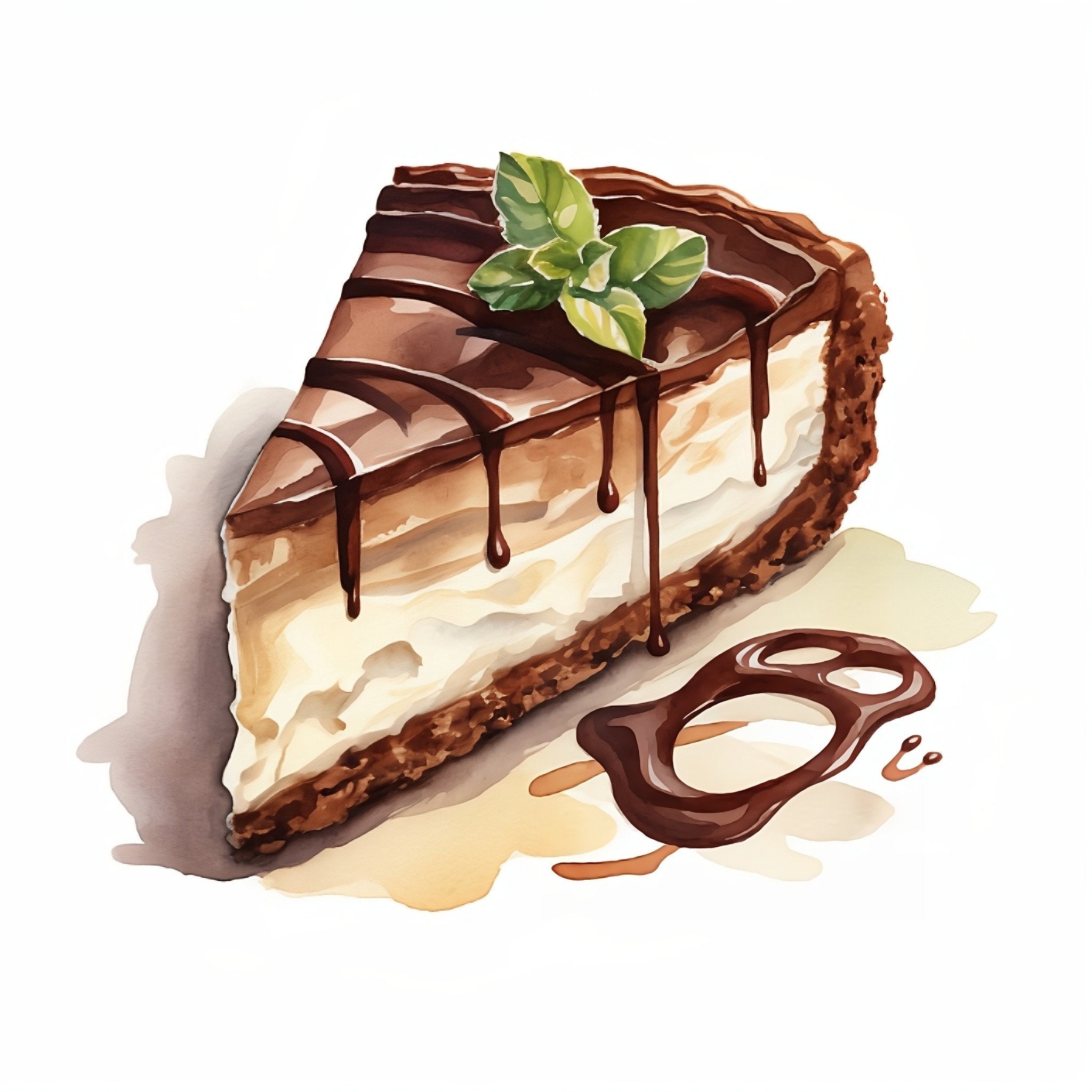 Cheesecake Clipart, 20 High Quality JPGs, paper craft, mixed media, card making, digital download, watercolor