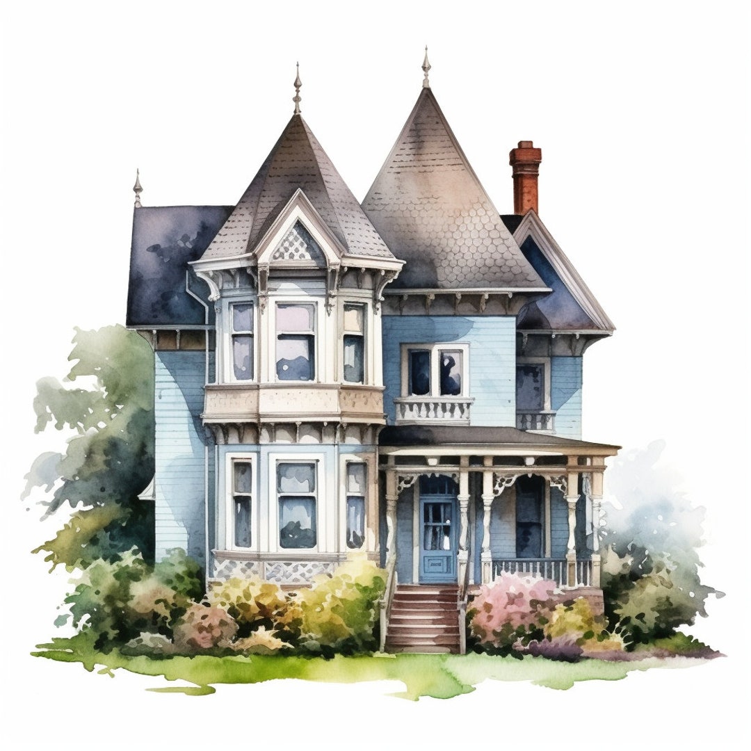 Vintage Victorian House Clipart, 20 High Quality Pngs, Paper Craft