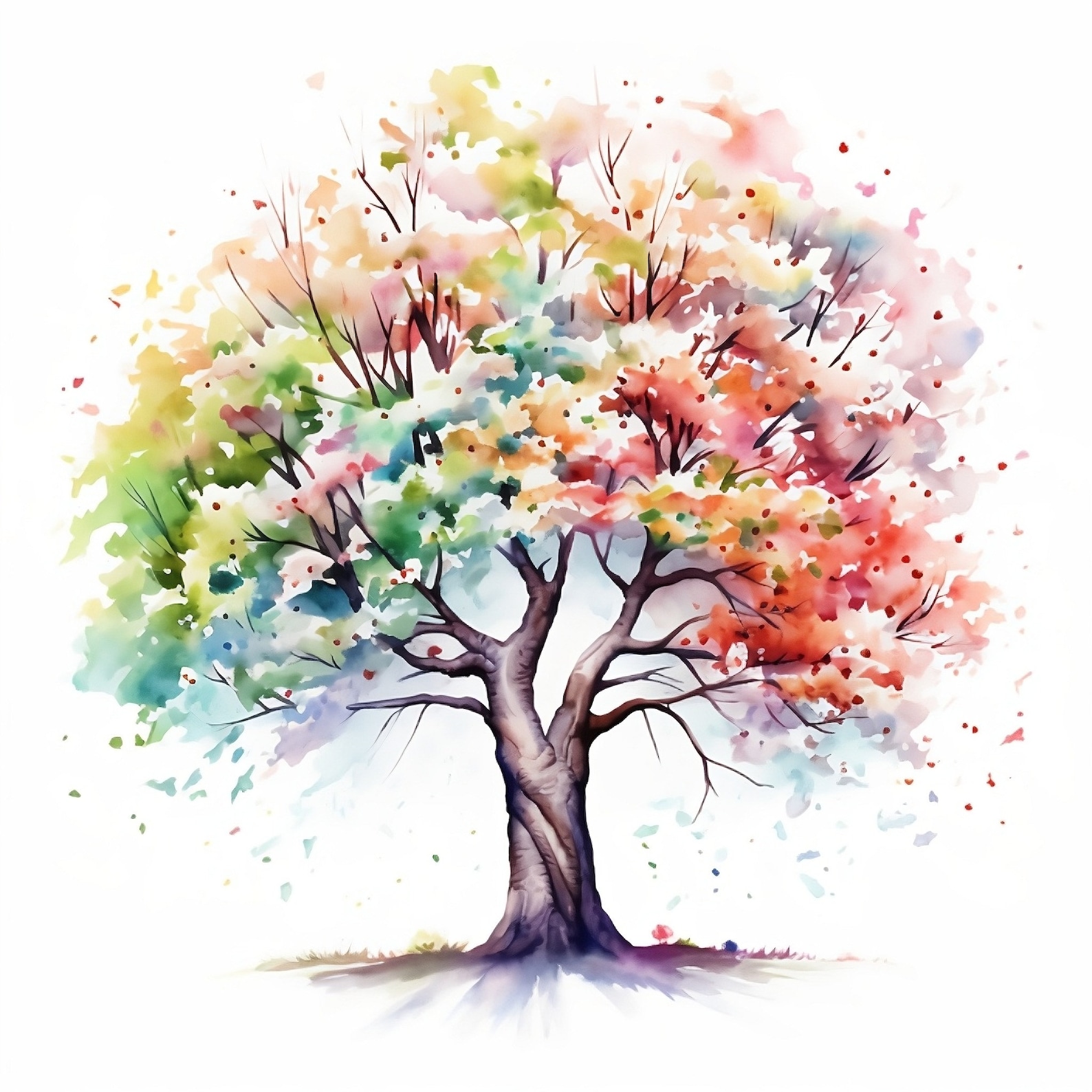 Spring Tree Cipart Spring Trees Clipart, 20 High Quality Jpgs, Paper Craft, Mixed Media ...