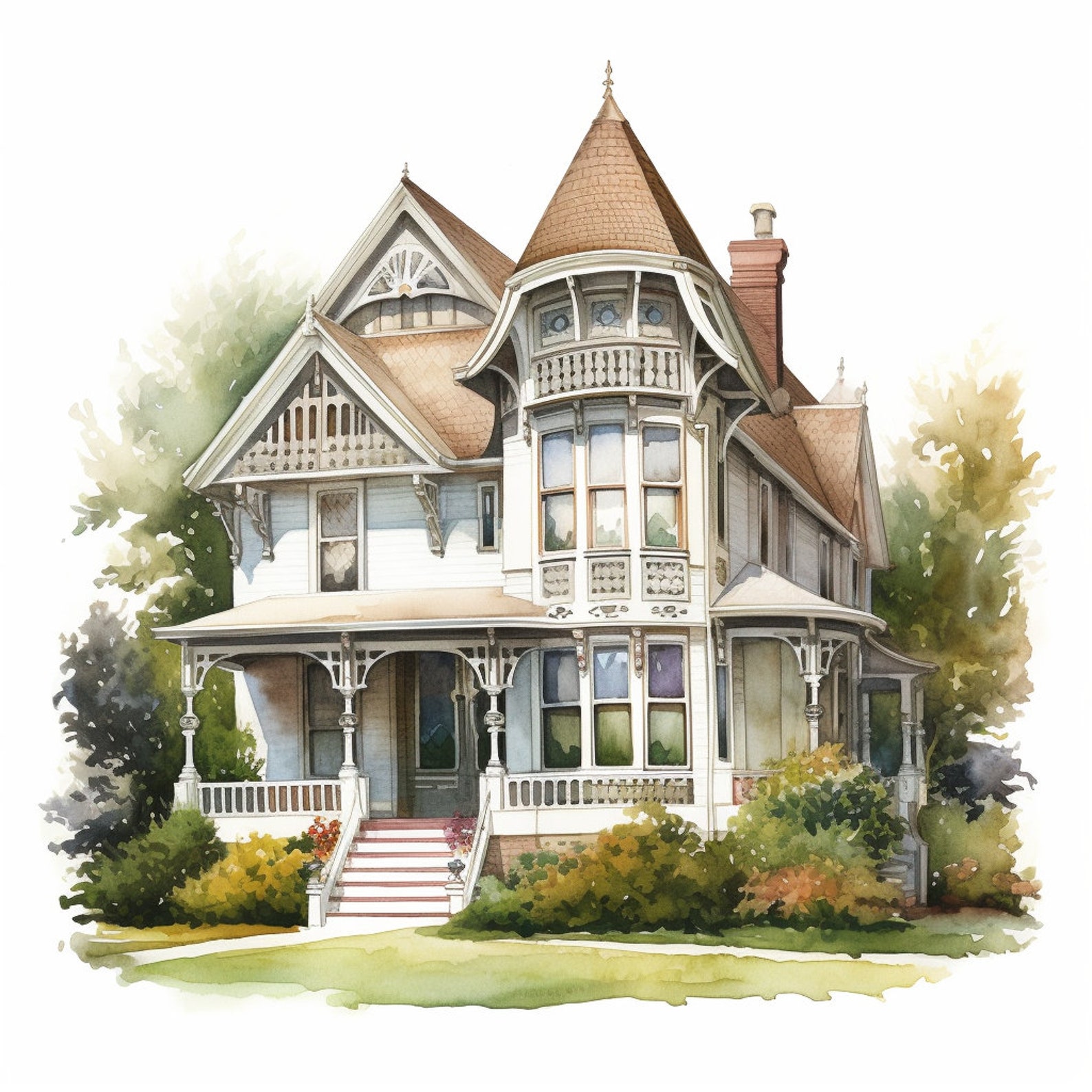 Vintage Victorian House Clipart, 20 High Quality Pngs, Paper Craft ...