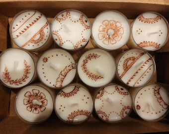 Velas de té de henna - Velas de cobre sobre marfil (juego de 6, 12 y 24)