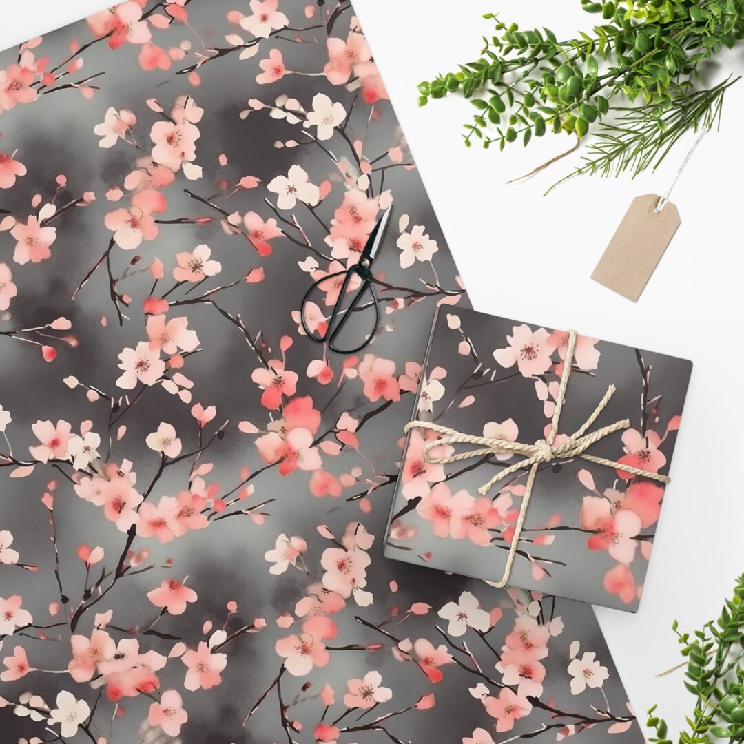 Cherry Blossom Gift Wrap Beautiful Cherry Blossom Design Etsy