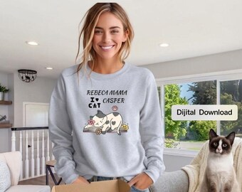 Personalized Mama Sweatshirt, Custom Cat Name Shirt, Gift for Cat Lovers