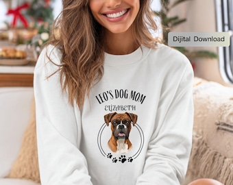 Personalized Boxer Dog Mom PNG, Custom Name Sublimation Design (Digital Download)