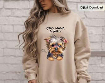Personalized Yorkshire Terrier Dog Mom PNG, Custom Name Pet Mama Design (Digital Download)