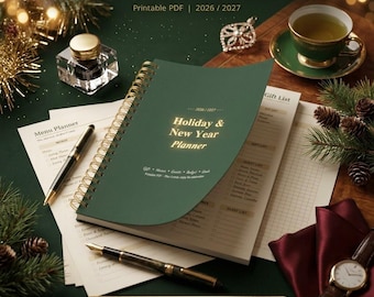 Holiday & New Year Planner, Gift List, Menu, Budget Tracker (PDF)