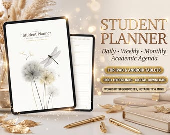 Undated Student Digital Planner | Hyperlinked PDF for iPad & Android (Digital Download)