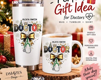 Personalized Doctor Christmas PNG, Custom Name Doctor Shirt Design, Medical Christmas Sublimation PNG, Healthcare Gift