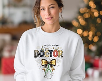 Personalized Doctor Christmas PNG, Custom Name Doctor Shirt Design, Medical Christmas Sublimation PNG, Healthcare Gift