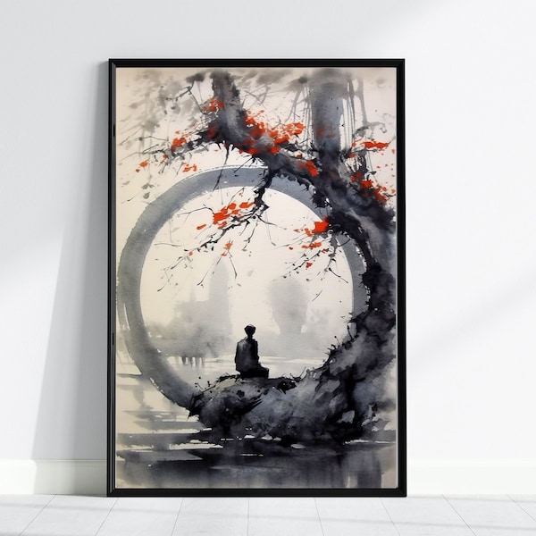 Peinture Zen. Arbre Enso. Méditation. Japanji.