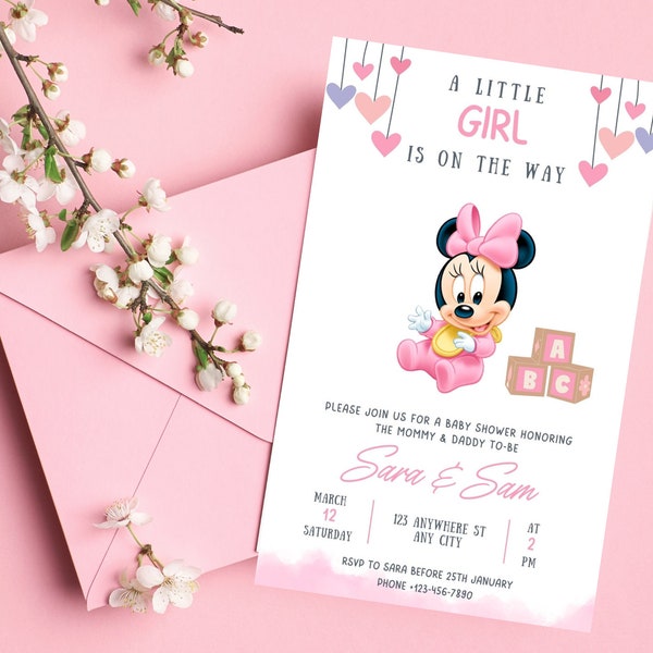 Minnie Mouse Baby Shower Digital Invite - Editable/Personalised Invite