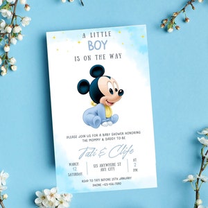 Mickey Mouse Baby Shower Digital Invite - Editable/Personalised Invite