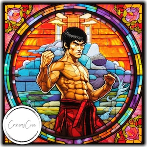 Bruce Lee Glasmalerei, Glasmalerei, Sublimationsdesigns, Glasmalerei Papier, digitale Papiere, PNG, kommerzielle Nutzung