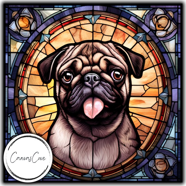 Stained Glass Pug Etsy