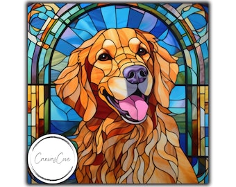 Stained Glass Golden Retriever, Stained Glass , Sublimation Designs, Stained Glass Paper, Digital Papers, PNG, Gift, Digital Download
