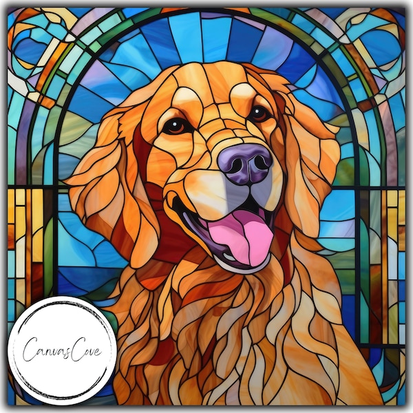 Stained Glass Golden Retriever, Stained Glass , Sublimation Designs, Stained Glass Paper, Digital Papers, PNG, Gift, Digital Download