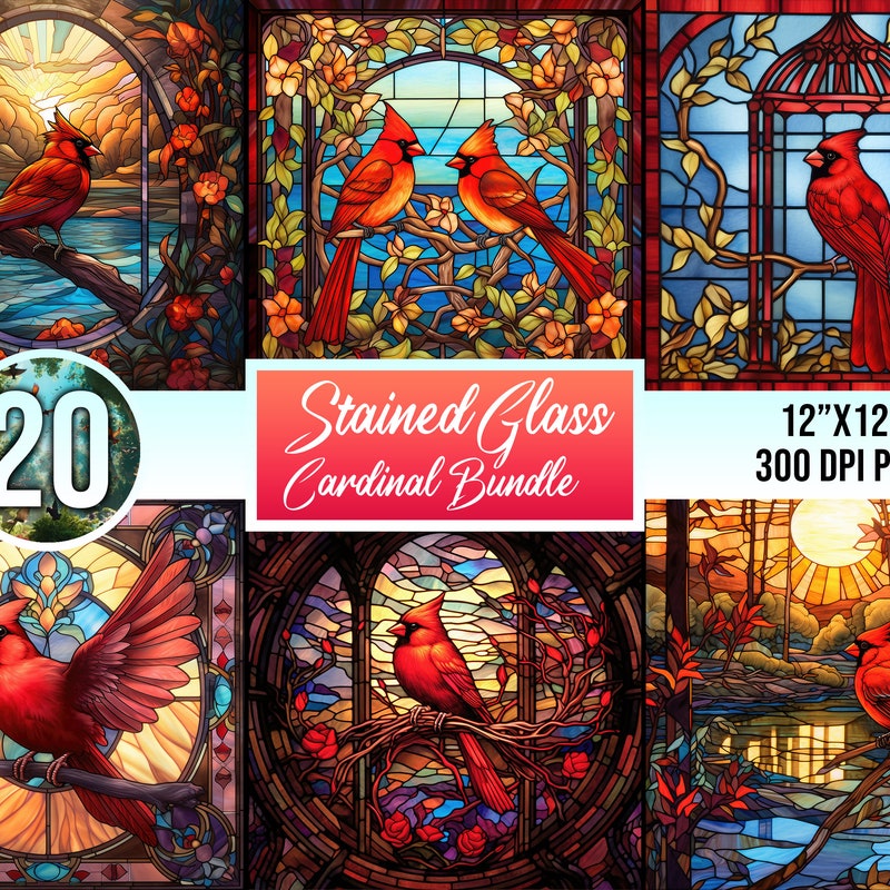 Stained Glass Cardinal Graphic Etsy Stained Glass Cardinal Graphic Etsy