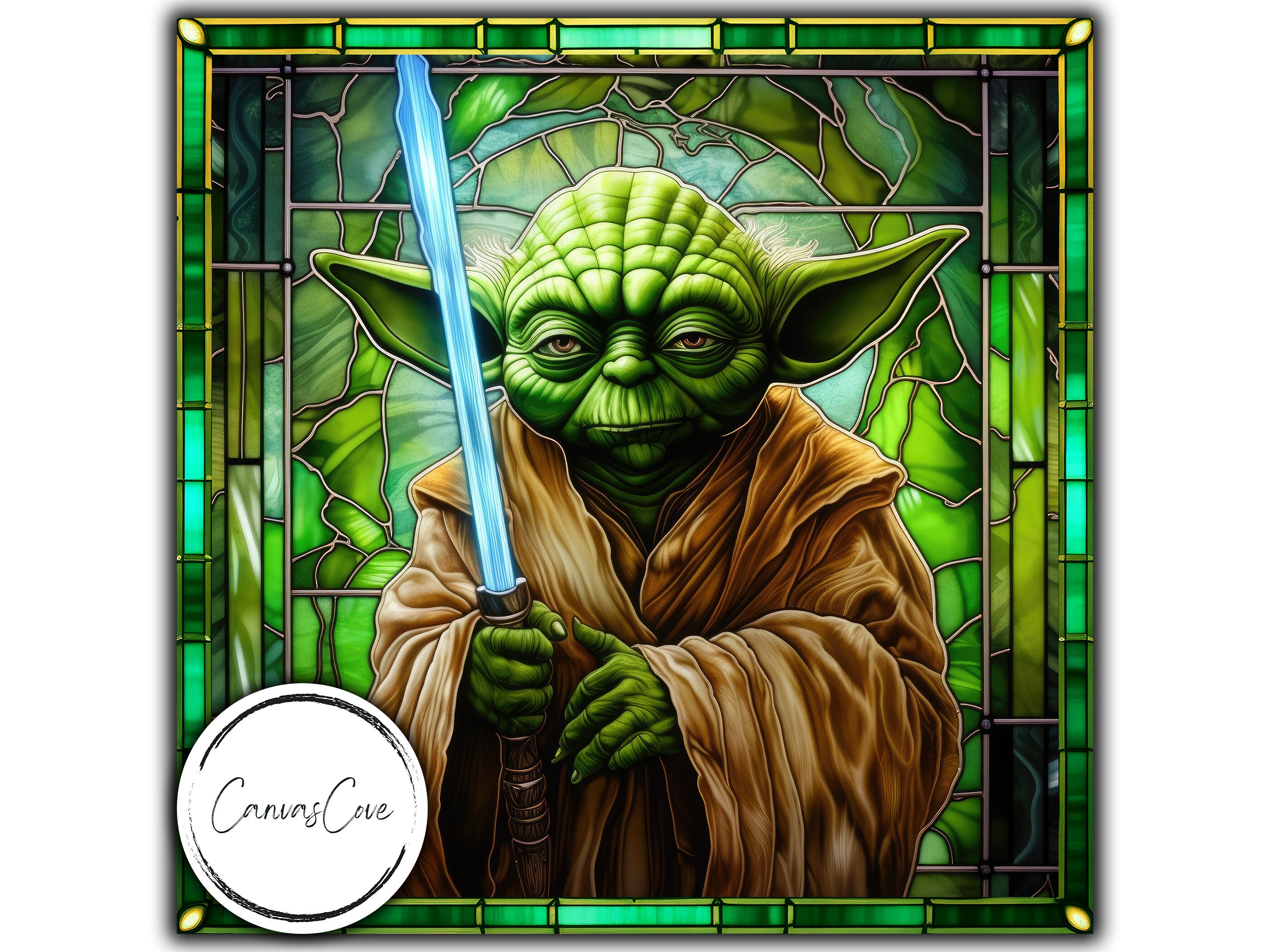 Stained Glass Yoda PNG Sublimation Digital Download Etsy