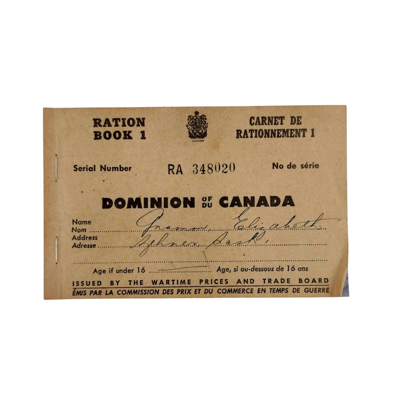 Canadian Ration Books WWII Canadian Ration Book – 1940s Homefront Ephemera - Etsy Canada