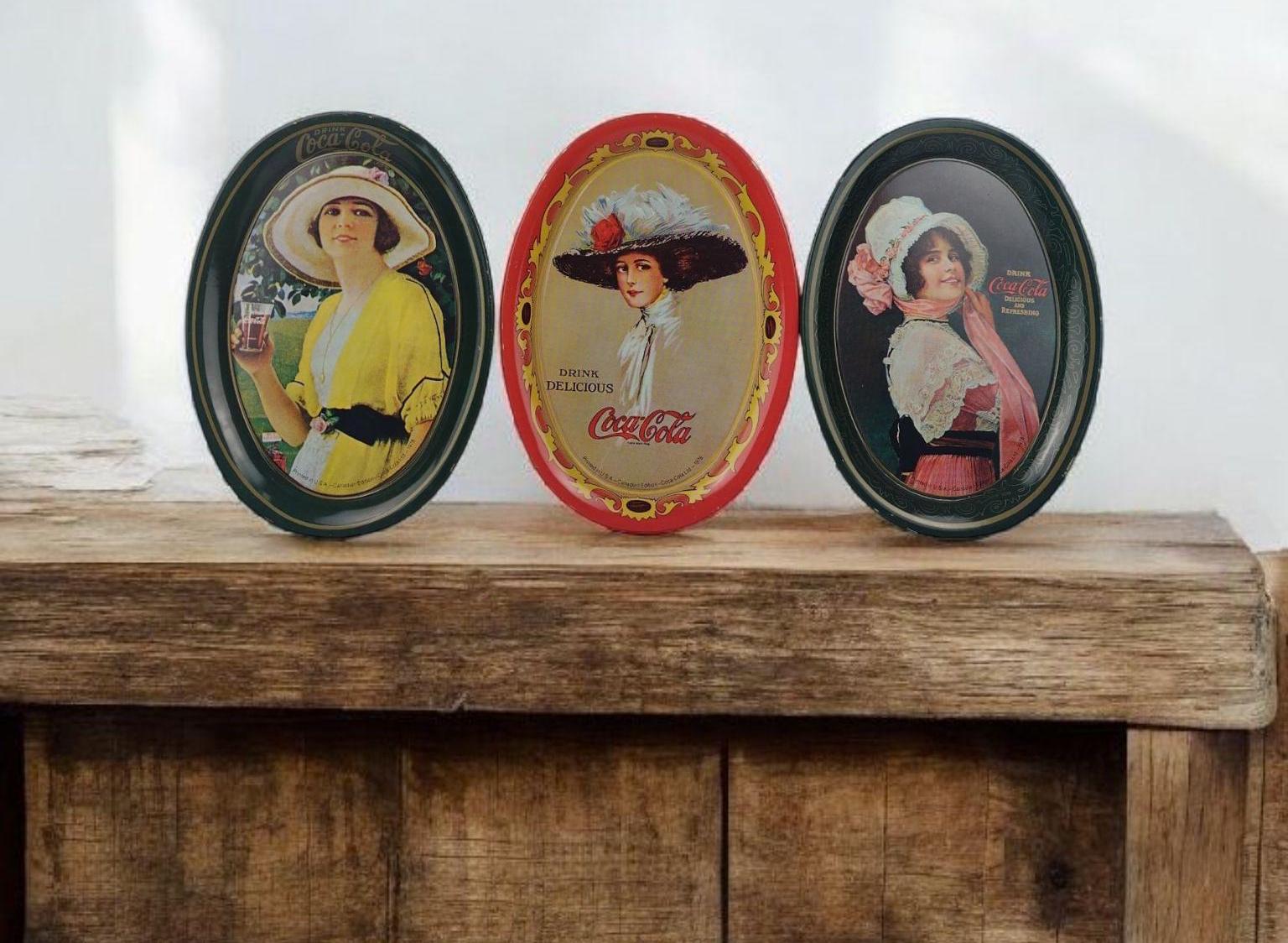Vintage 1978 Mini Coca Cola Trays Set of 4 Metal Advertising