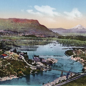 Gold Bay Dam Table Mountain 1915 Vintage Southern Pacific Train California Railroad Print Antique Transportation Collectible Wall Art