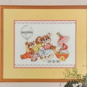 Lanarte cross stitch kit 15538A birth announcement designed by Christl Vogl vintage lifestyle collection made in Holland OOP sealed kit