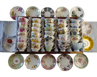 Charming and Unique Vintage China Cups and Saucers - Mix and Match Sets for Tea Parties, Garden Parties, Bridal Events and Baby Showers