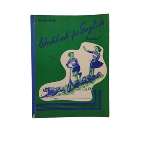 Unbenutztes Vintage Arbeitsbuch für Englisch-Sprache Kunstunterricht Grammatik Rechtschreibung Übungs-Schule Arbeitsbuch 1960er Jahre pädagogisch Sammlerstück Retro