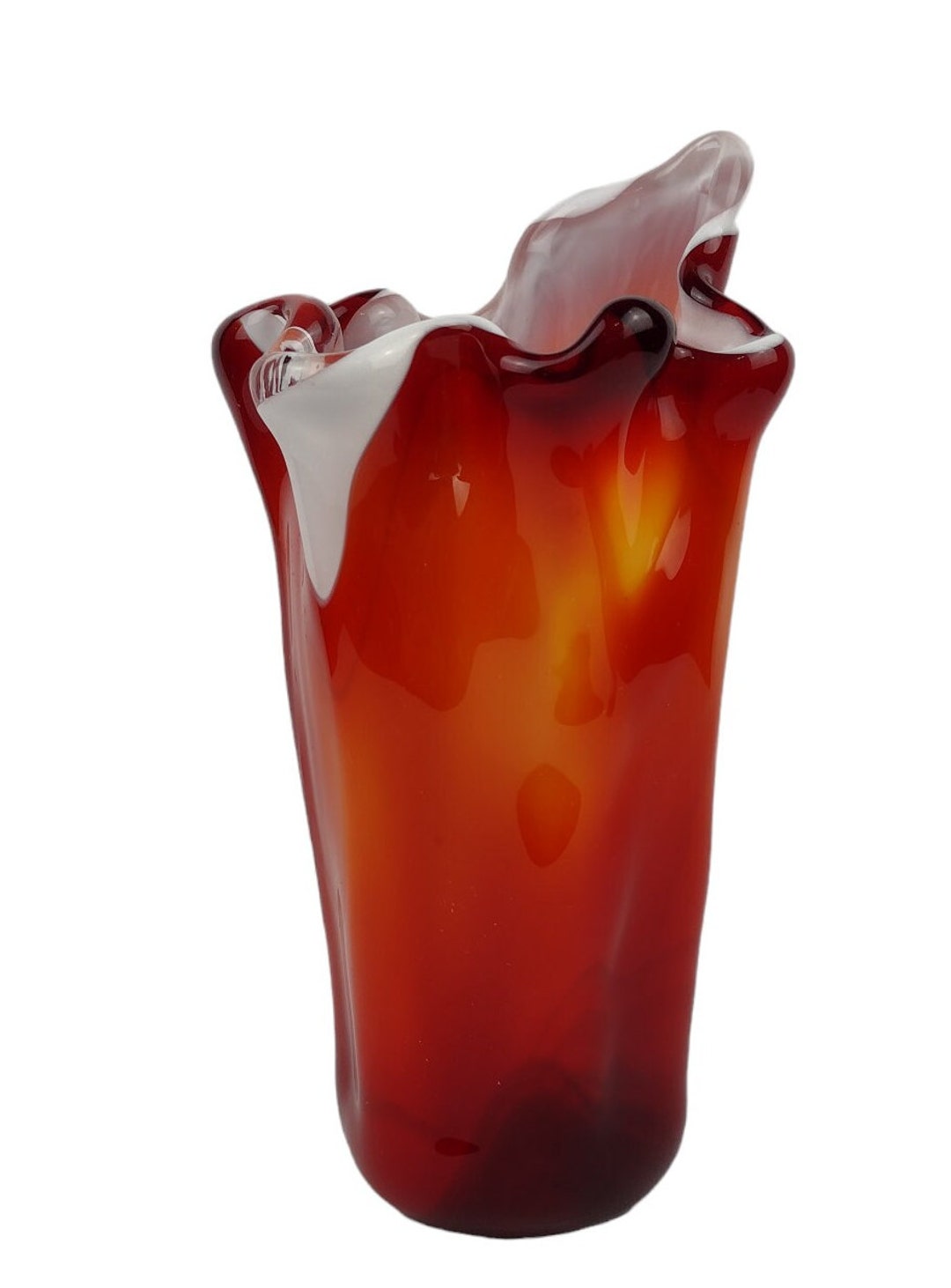 ヴィンテージ オレンジケース入りガラス花瓶、ムラーノスタイル