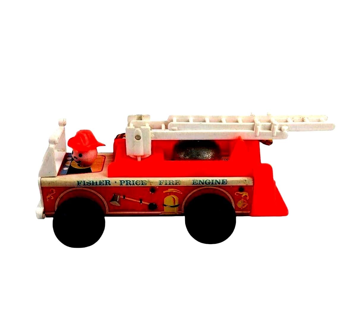 【希少品】Fisher-Price RESCUE 消防車 1974年製おもちゃ ヴィンテージ フィッシャープライス 1968年製 木製消防車（ベル付き