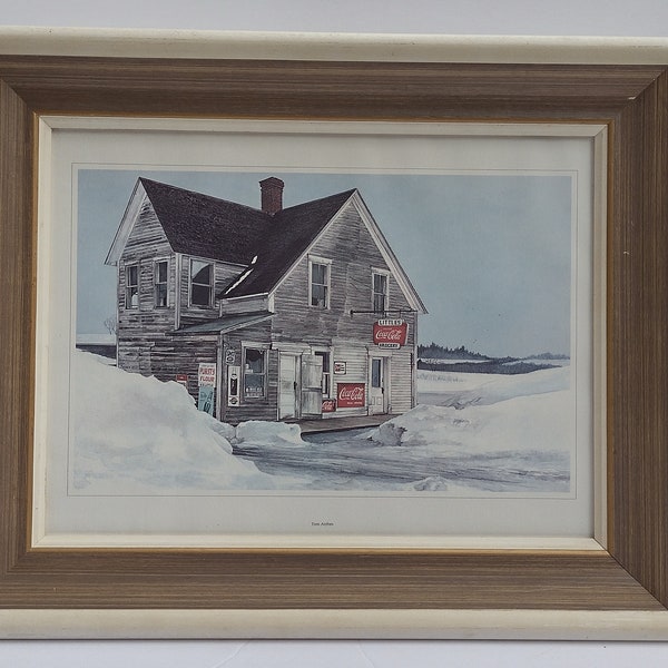 vintage 1972 Tom Anthes Coca-Cola Abandoned Littles Grocery Store In Winter Framed Print Vanishing Buildings of Rural Canada Series