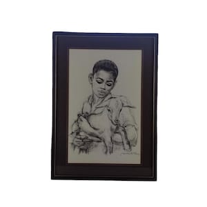 J. Macdonald Henry Signed Charcoal Lithograph Matted and Framed