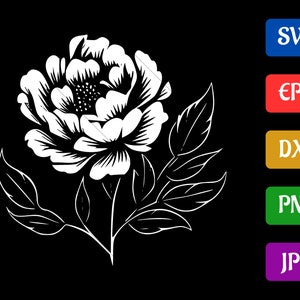 Peony SVG | High-Quality Vector Cut file for Cricut | svg - eps - dxf - png - jpg | Silhouette Cameo | Cricut Explore