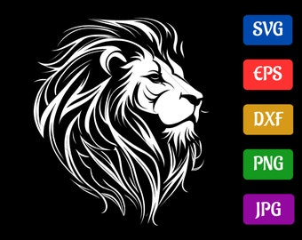 Lion | svg - eps - dxf - png - jpg | Silhouette Cameo | Cricut Explore | Black and White Vector Cut file for Cricut