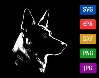 German Shepherd | svg - eps - dxf - png - jpg | High-Quality Vector | Silhouette Cameo | Cricut Explore