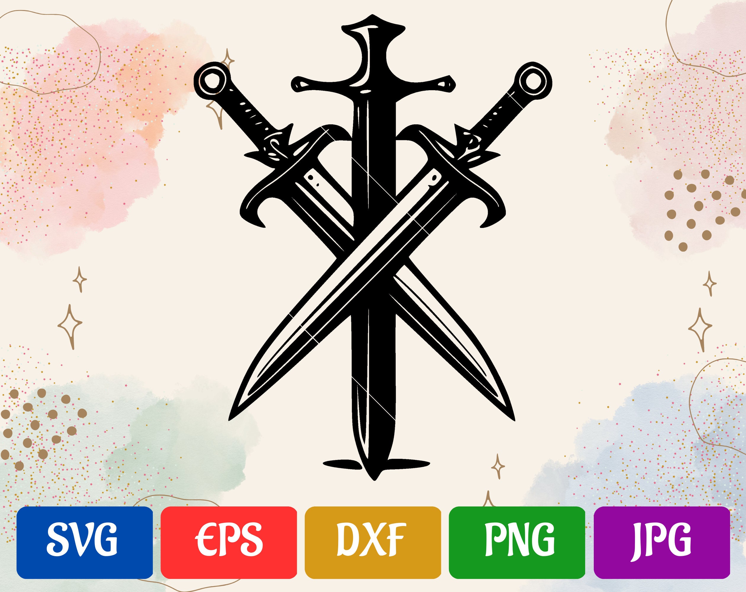 Crossed Swords Silhouette Digital Art by Bigalbaloo Stock - Pixels