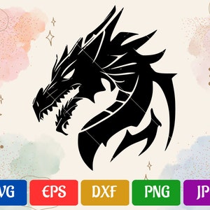 Dragon SVG | Black and White Vector Cut file for Cricut | svg - eps - dxf - png - jpg | Cricut Explore | Silhouette Cameo