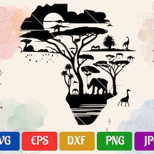 Africa SVG / File di taglio vettoriale in bianco e nero per Cricut / svg - eps - dxf - png - jpg / Cricut Explore / Silhouette Cameo