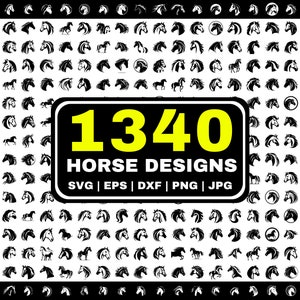 1340 Horse Mega Bundle |  svg - eps - dxf - png - jpg | Commercial Use | Animal SVG files | Safari Clipart Bundle | Horse Logo Images