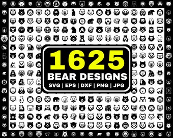 1625 Bear Mega Bundle |  svg - eps - dxf - png - jpg | Commercial Use | Animal SVG files | Safari Clipart Bundle | Bear Logo Images