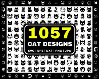 1057 Cat Mega Bundle |  svg - eps - dxf - png - jpg | Commercial Use | Animal SVG files | Safari Clipart Bundle | Cat Logo Images