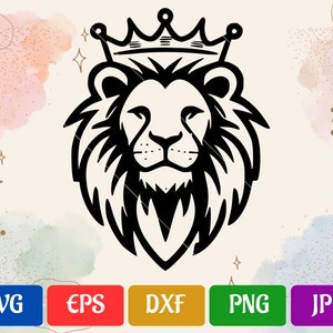 Lion With Crown | svg - eps - dxf - png - jpg | High-Quality Vector | Cricut Explore | Silhouette Cameo