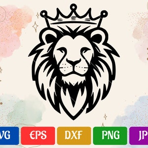 Leão com coroa | svg - eps - dxf - png - jpg | Vetor de alta qualidade | Explorar Cricut | Silhueta camafeu