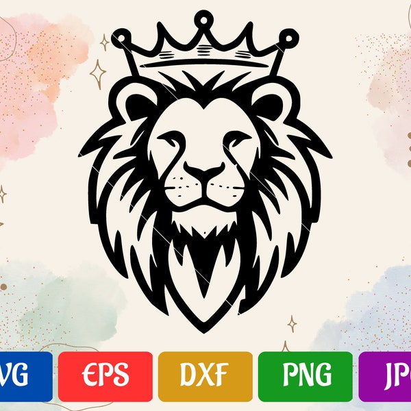 Lion With Crown | svg - eps - dxf - png - jpg | High-Quality Vector | Cricut Explore | Silhouette Cameo