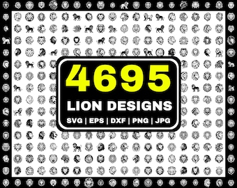 4695 Lion Mega Bundle |  svg - eps - dxf - png - jpg | Commercial Use | Animal SVG files | Safari Clipart Bundle | Lion Logo Images
