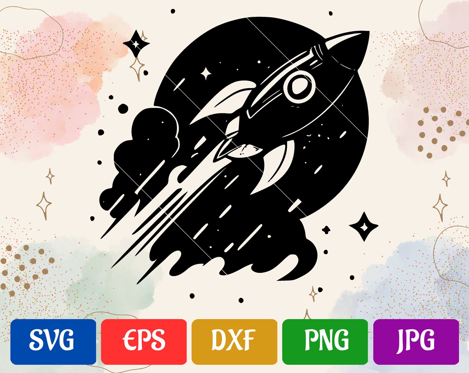 Rocket | Svg - Eps - Dxf - Png - Jpg | Cricut Explore | Silhouette ...