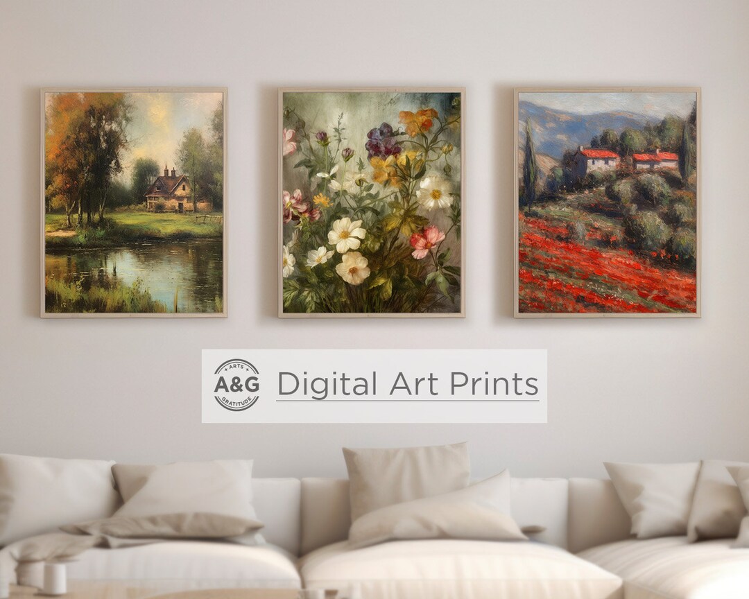 Gallery Landscape Art, Floral Art Print, French Landscape Art, Gallery