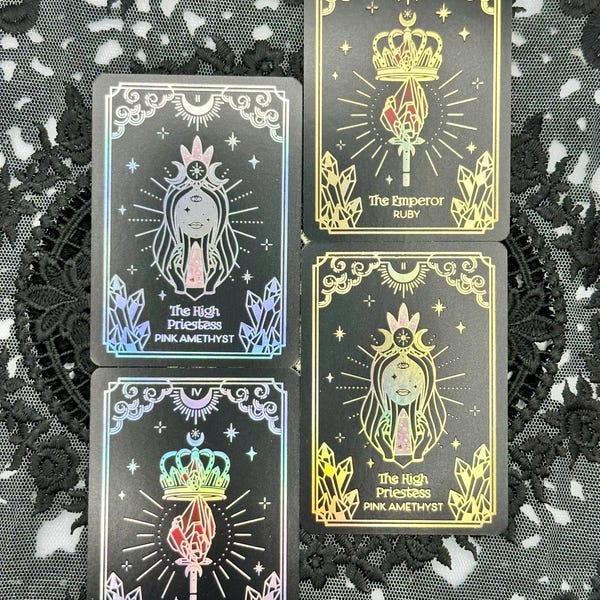 Mini CrystalStruck Tarot Deck and Guidebook Silver or Gold Editions